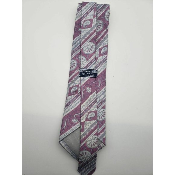 Paisley Lilac 100% Pure Silk Men's Neck Tie - Picture 2 of 2